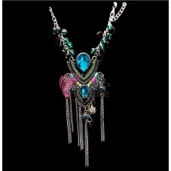 Colier  elegant Vintage Glam CG030HH Argintiu cu cristale